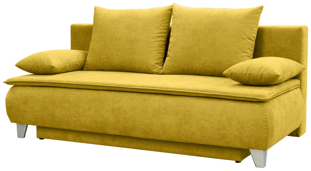 BOXSPRINGOVÁ POHOVKA Mona, žlutá - barvy stříbra/žlutá, Moderní, dřevo/textil (208/100/106cm)