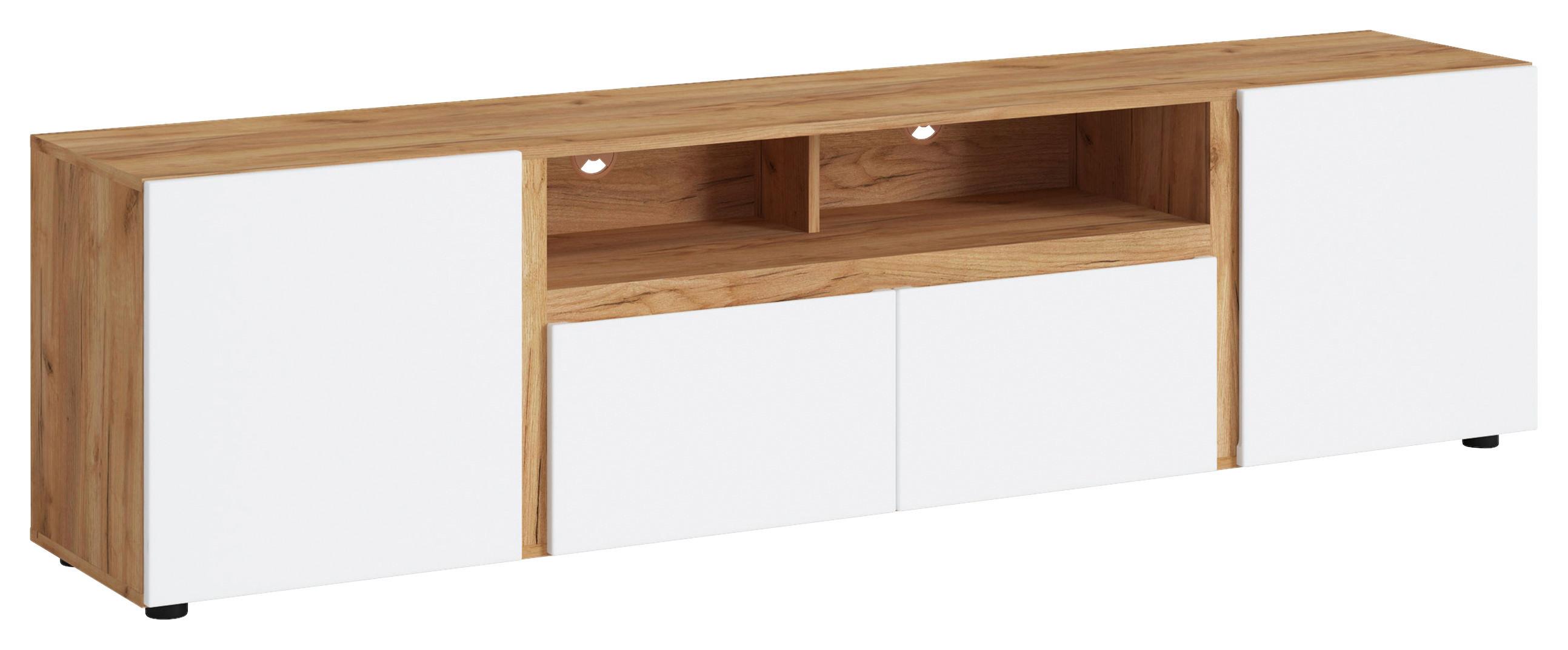Tv-elem Morongo 200,7/39,6cm - tölgyfa színű/fehér, Modern, faalapú anyag (200,7/39,6/52,5cm)