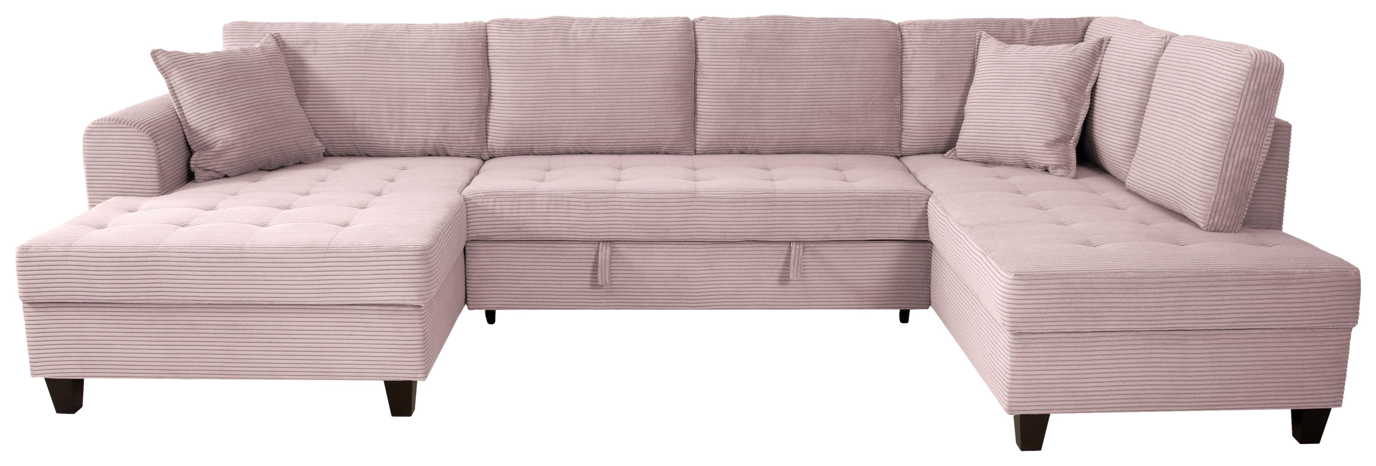 Wohnlandschaft Moritz Rosa U-Form:155x324x178 Cm - Rosa, Trend, Textil (155/324/178cm)