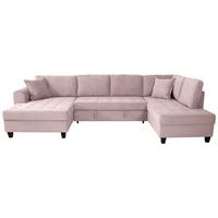 Wohnlandschaft Moritz Rosa U-Form:155x324x178 Cm - Rosa, Trend, Textil (155/324/178cm)