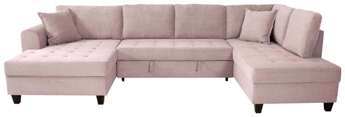 Wohnlandschaft Moritz Rosa U-Form:155x324x178 Cm - Rosa, Trend, Textil (155/324/178cm)