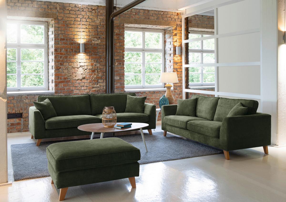 Bigsofa Rimini, Grün B: 240 cm - Buchefarben/Grün, Design, Textil (240/63/90cm) - MID.YOU