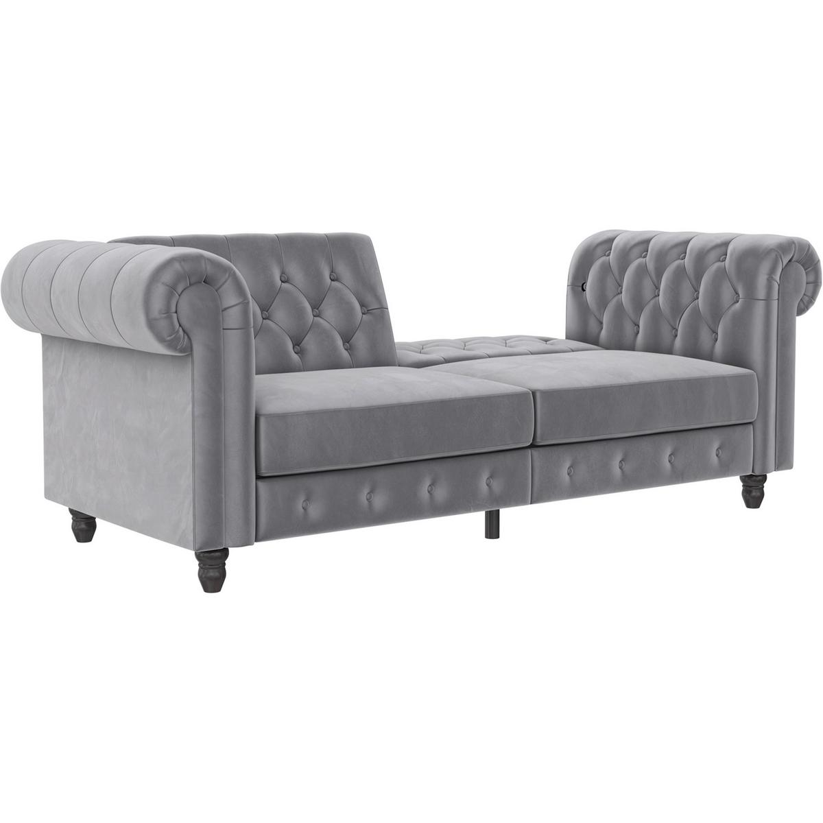 Schlafsofa Firenze Hellgrau, mit Schlaffunktion - Hellgrau/Schwarz, Basics, Textil (236/83/87cm) - Livetastic