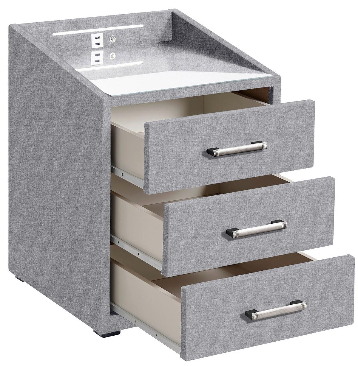 Nachtkästchen Grau Textil H: 61 cm Moon - Grau, Basics, Holzwerkstoff/Textil (47/61/46cm) - MID.YOU