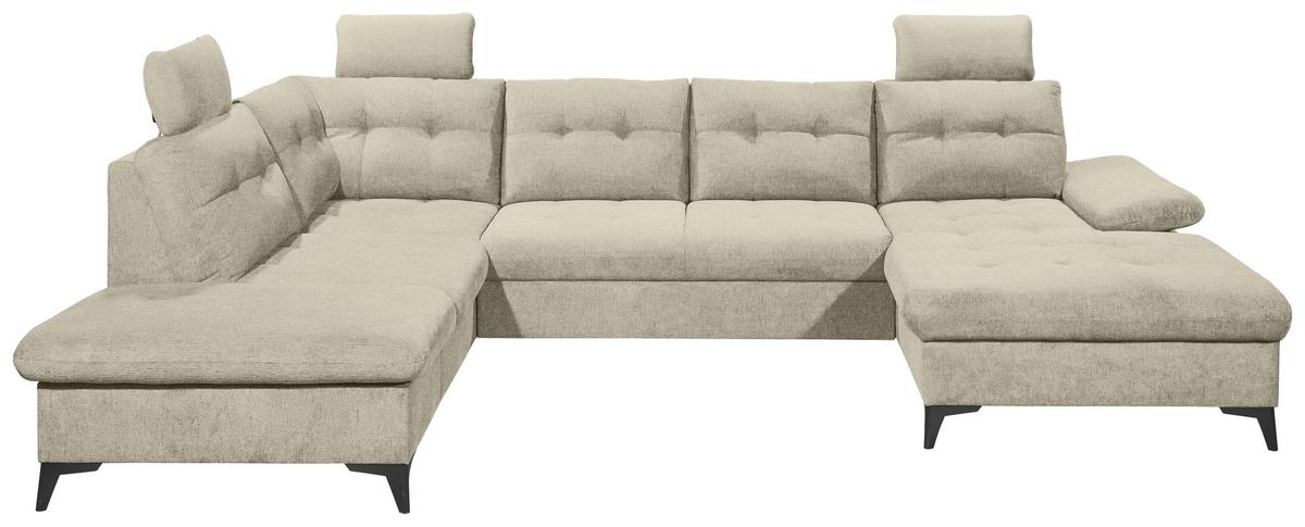 Wohnlandschaft Durban U Braun U: 218/324/170 cm - Beige/Schwarz, KONVENTIONELL, Textil (218/324/170cm) - MID.YOU