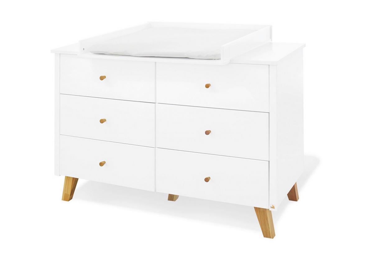Wickelkommode 133420x Pan - Weiß/Naturfarben, Design, Holz/Holzwerkstoff (140/100/78 bzw 56cm) - Pinolino