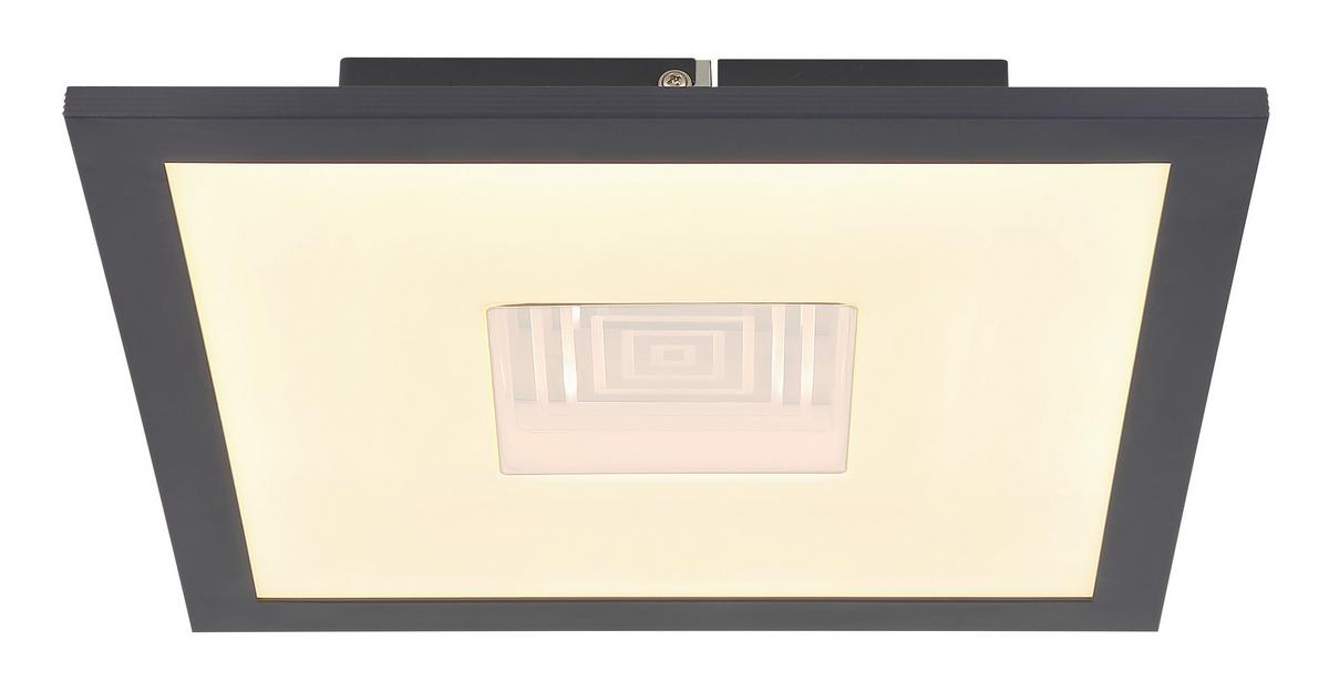 LED-Deckenleuchte Doro Grau Silberfarben Weiß L: 30cm - Silberfarben/Weiß, Design, Kunststoff/Metall (30/30/6cm) - Globo