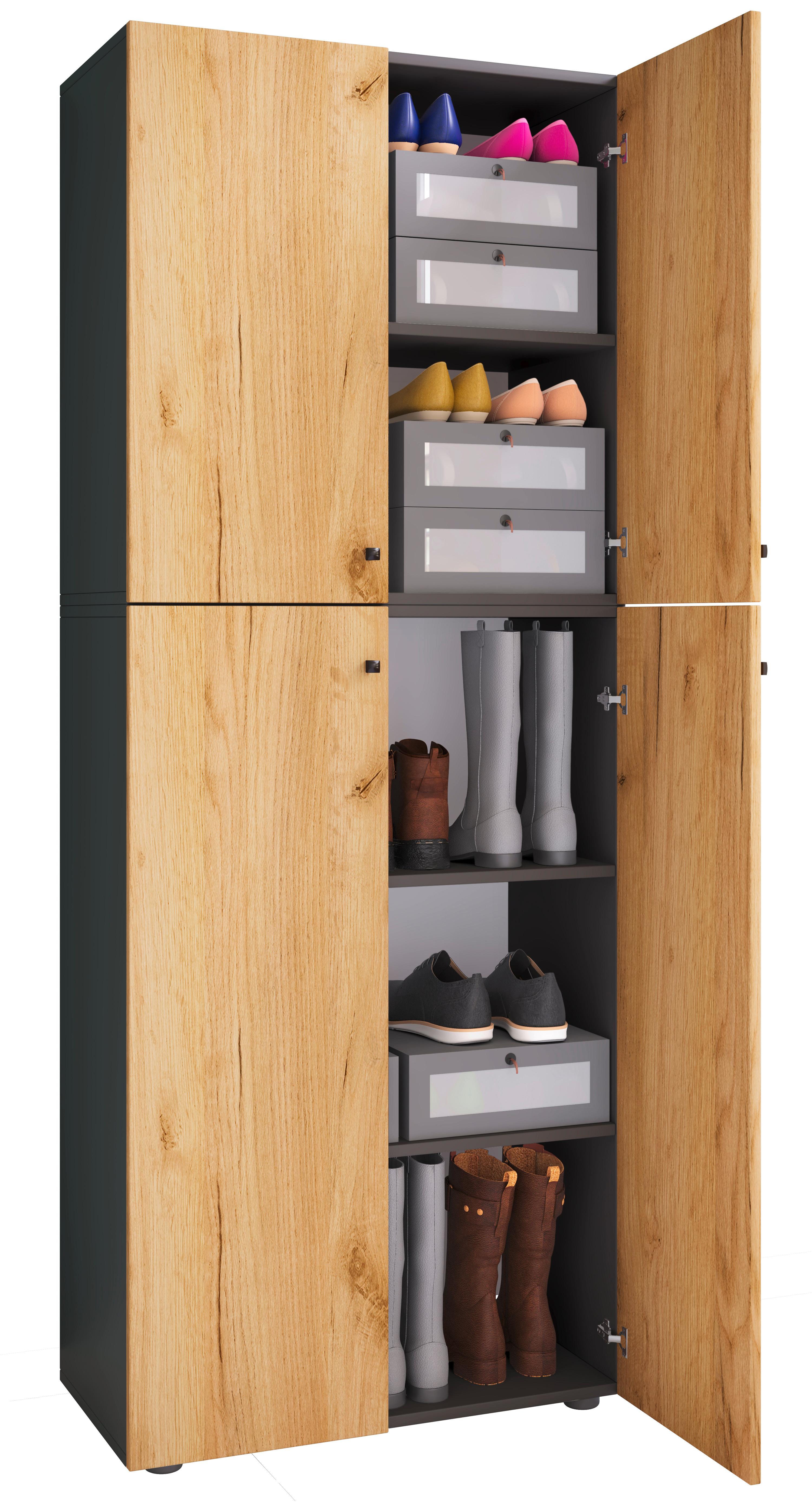 Kleiderschrank Lona Anthrazit Honigeiche - Honigeiche/Anthrazit, Design, Holzwerkstoff (70/182/39cm) - MID.YOU