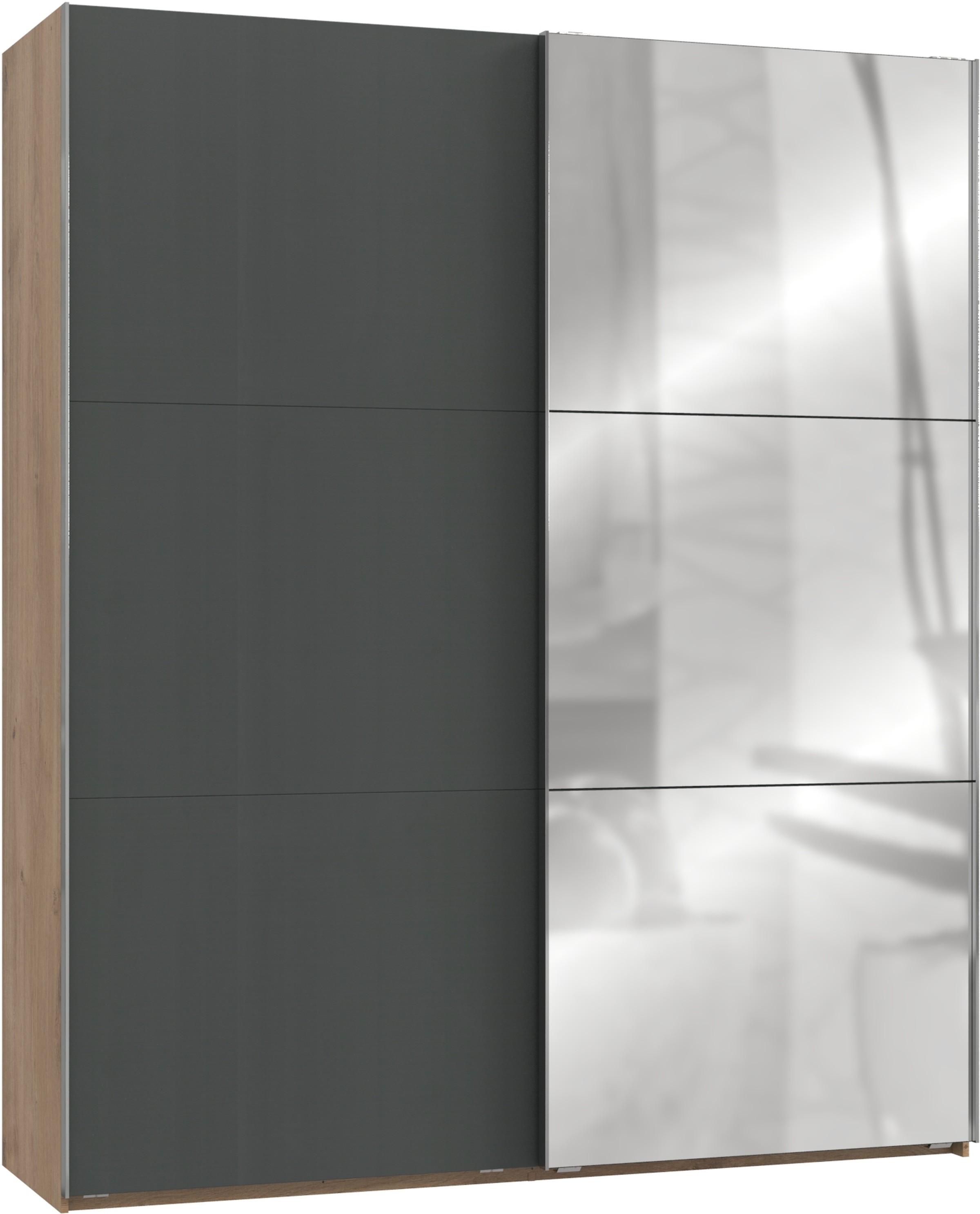 Schwebetürenschrank 200cm Level, Graphit/eiche Dekor - Eichefarben/Graphitfarben, MODERN, Holzwerkstoff (200/236/65cm) - MID.YOU