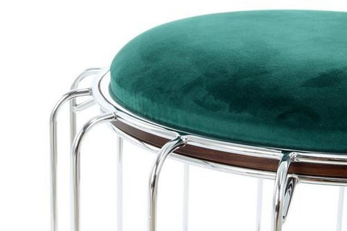 Beistelltisch/Pouf 2 in 1 Comfortable Silber/Dunkelgrün - Dunkelgrün/Silberfarben, Basics, Glas/Holzwerkstoff (50/50/45cm) - Kayoom