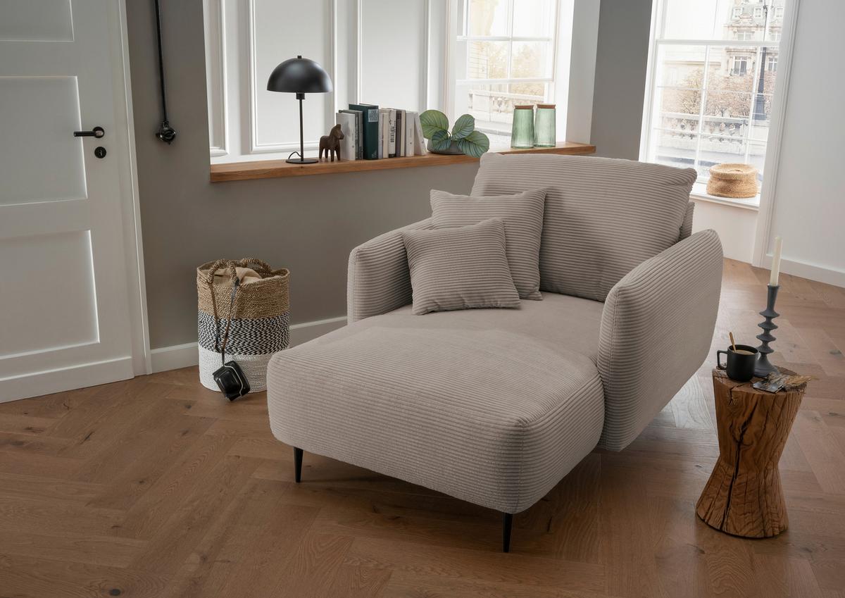 XXL-Sessel Vanilla, Graubraun B: 112 cm - Graubraun/Schwarz, Design, Textil (112/95/158cm) - Livetastic