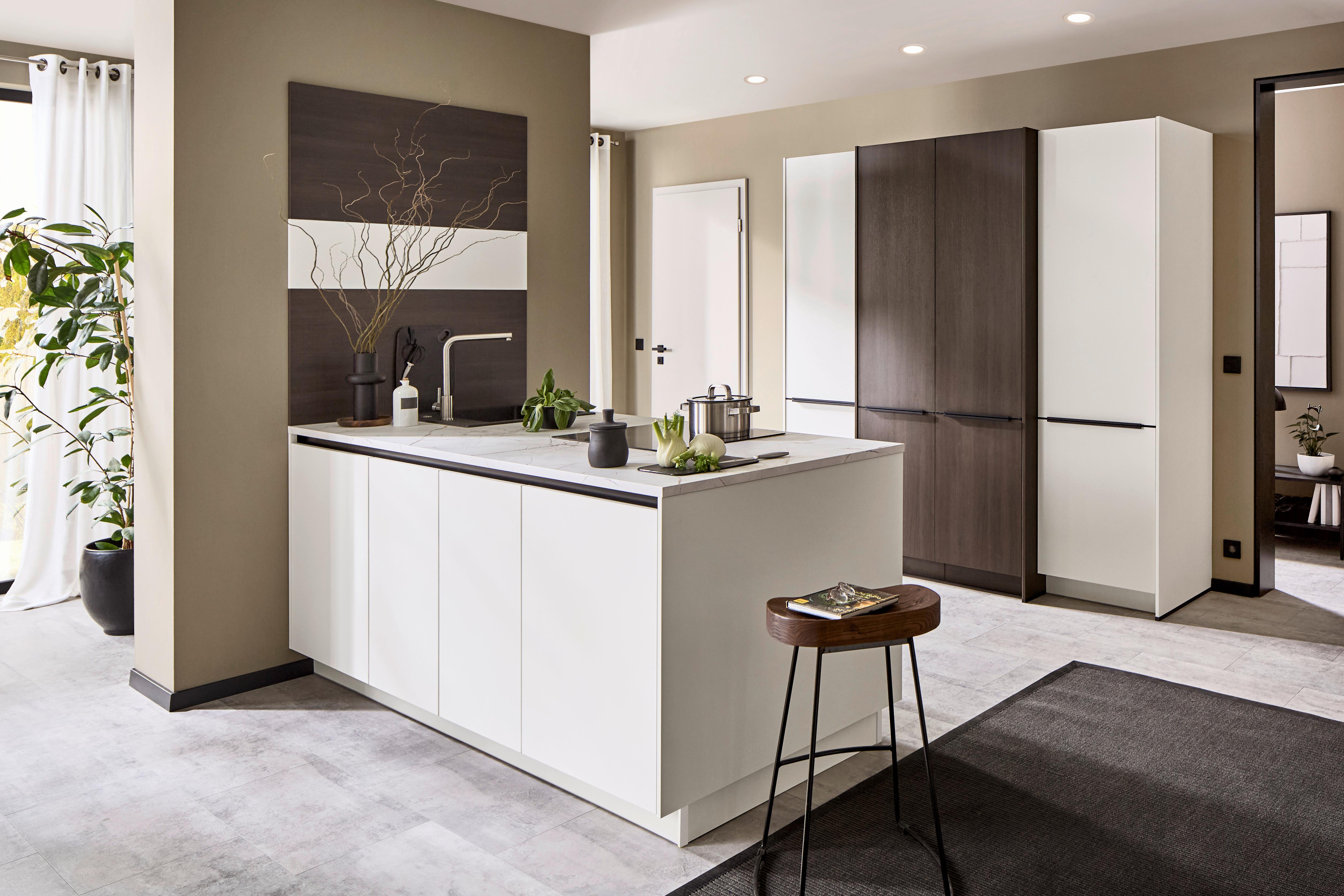 Einbauküche Ip 3150 - Nussbaumfarben/Weiß, MODERN, Holzwerkstoff (226,4cm) - Impuls