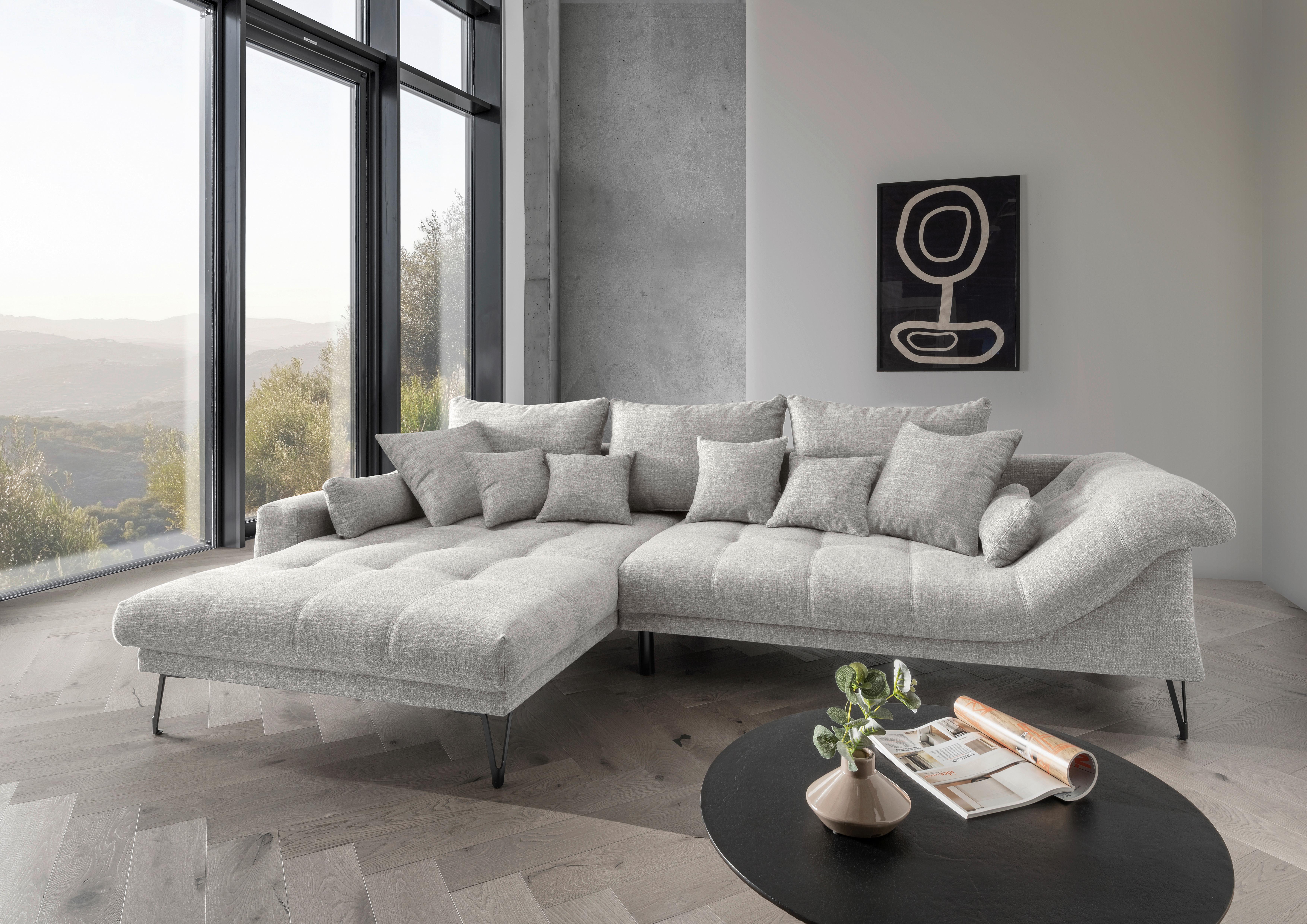 Ecksofa Garda, Hellgrau S: 192x310 Cm - Hellgrau/Schwarz, KONVENTIONELL, Textil (192/310cm) - Livetastic