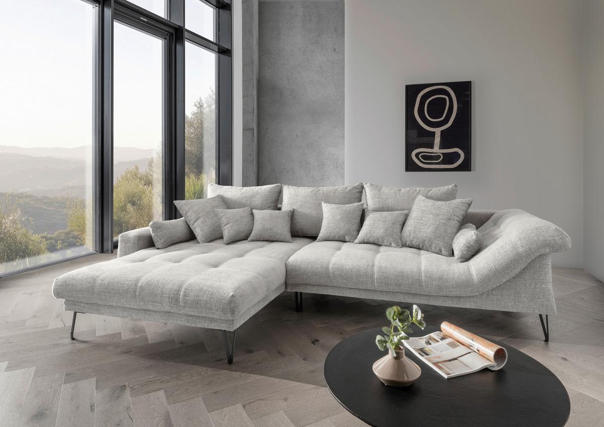 Ecksofa Garda, Hellgrau S: 192x310 Cm - Hellgrau/Schwarz, KONVENTIONELL, Textil (192/310cm) - Livetastic