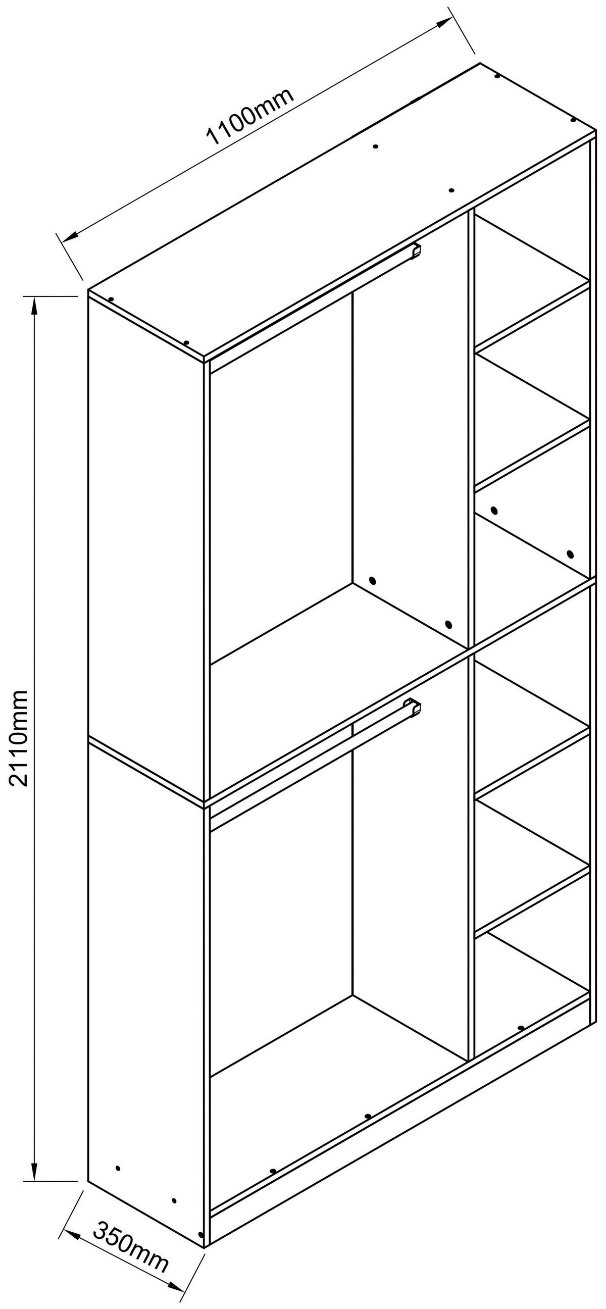 Kleiderschrank Palosa Honigeiche Dekor - Honigeiche, Design, Holzwerkstoff (110/211/35cm) - MID.YOU