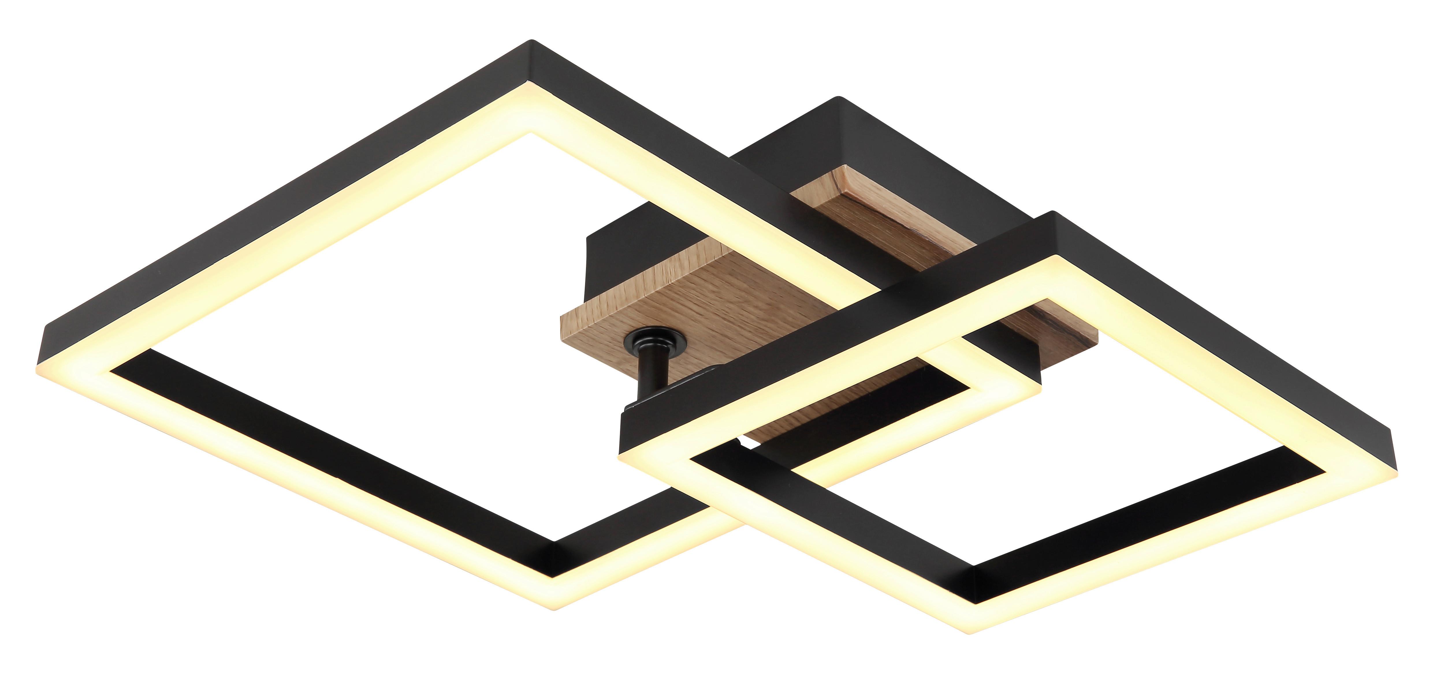 LED-Deckenleuchte 672840-15 - Dunkelbraun/Opal, Basics, Holzwerkstoff/Kunststoff (42/31/8cm) - Globo