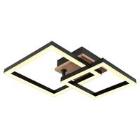 LED-Deckenleuchte 672840-15 - Dunkelbraun/Opal, Basics, Holzwerkstoff/Kunststoff (42/31/8cm) - Globo