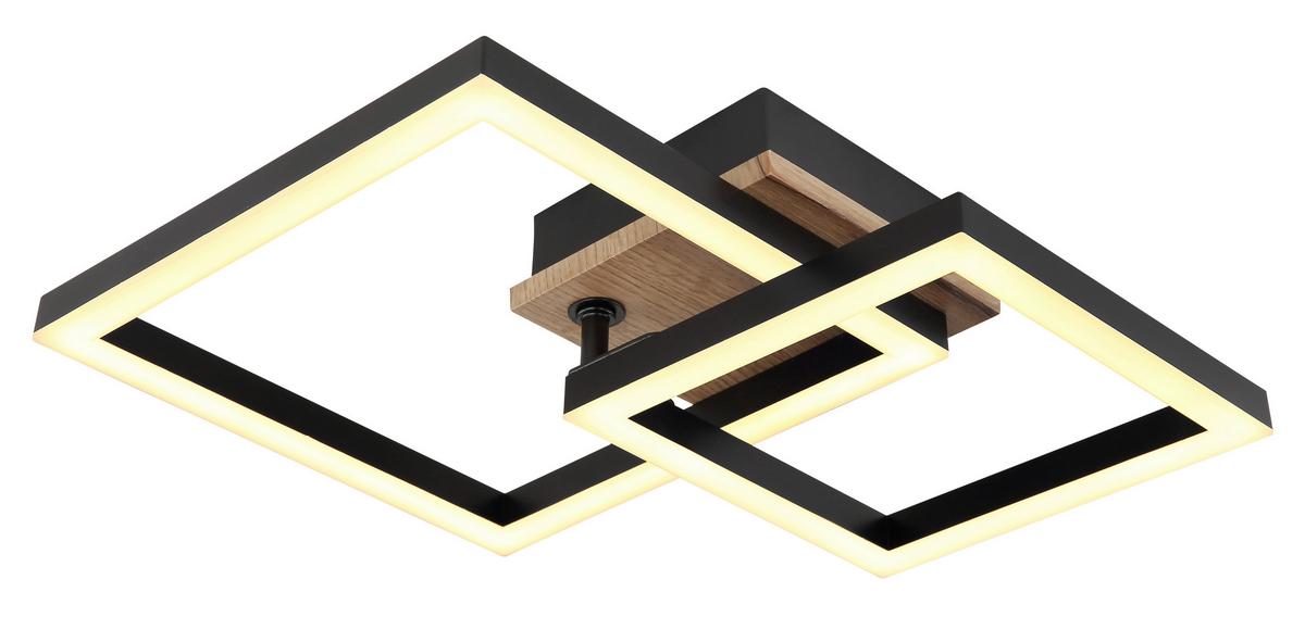 LED-Deckenleuchte 672840-15 - Dunkelbraun/Opal, Basics, Holzwerkstoff/Kunststoff (42/31/8cm) - Globo