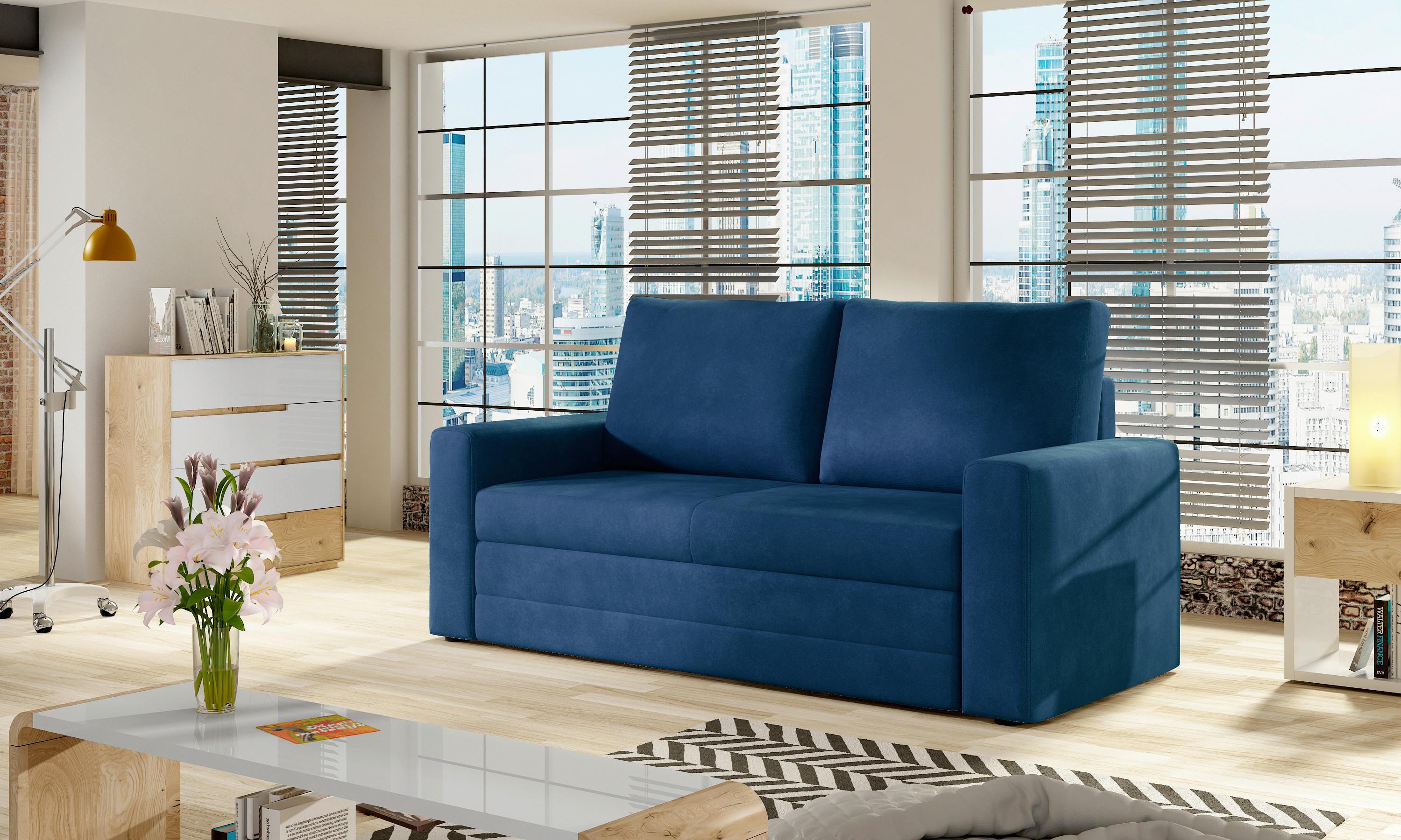 Schlafsofa Wave Dunkelblau, B: 150 cm