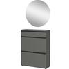 Garderobe Gw-Baldone 2-Teilig Graphitfarben B: 80 cm - Graphitfarben, Design, Glas/Holzwerkstoff (80/200/29cm) - MID.YOU