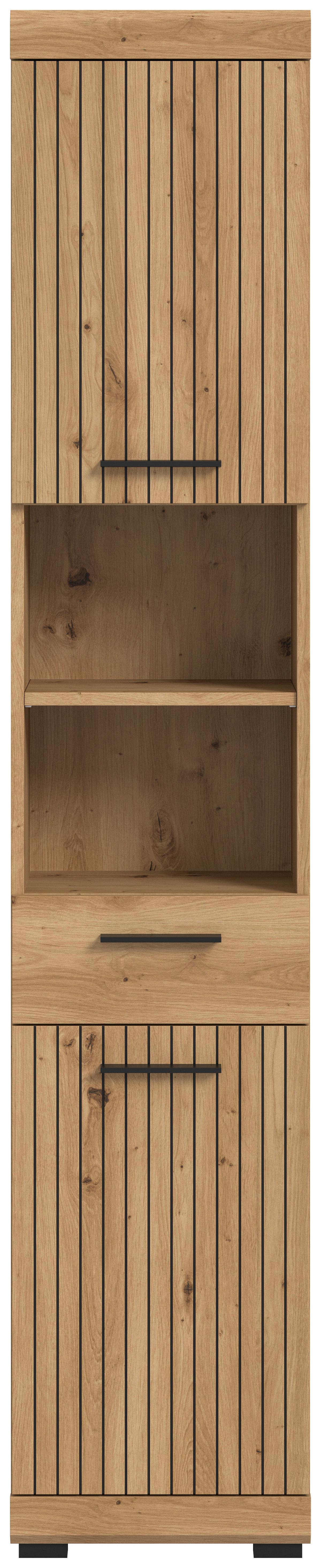 Hochschrank Scout Eiche Artisan Dekor B: 37cm - Schwarz/Eiche Artisan, Trend, Holzwerkstoff (37/191/31cm) - MID.YOU