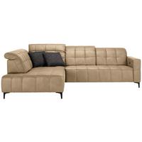 Rohová sedačka PANAMA, ľavá, béžová - čierna/béžová, Konventionell, kov/textil (216/89-102/304cm) - Premium Living