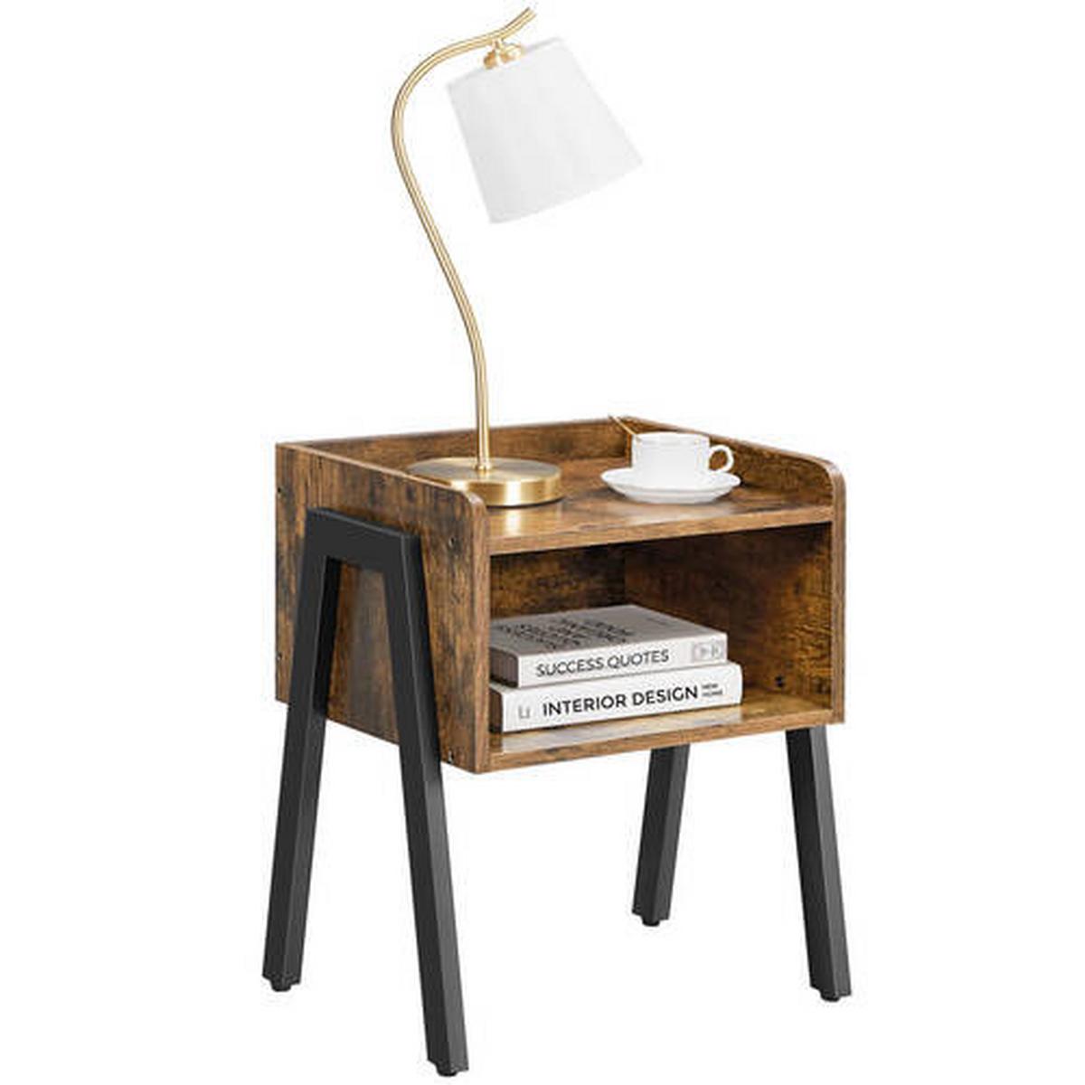 Odkládací stolek hnědá, černá - černá/hnědá, Trend, kov/kompozitní dřevo (42/35/52cm) - Boxxx