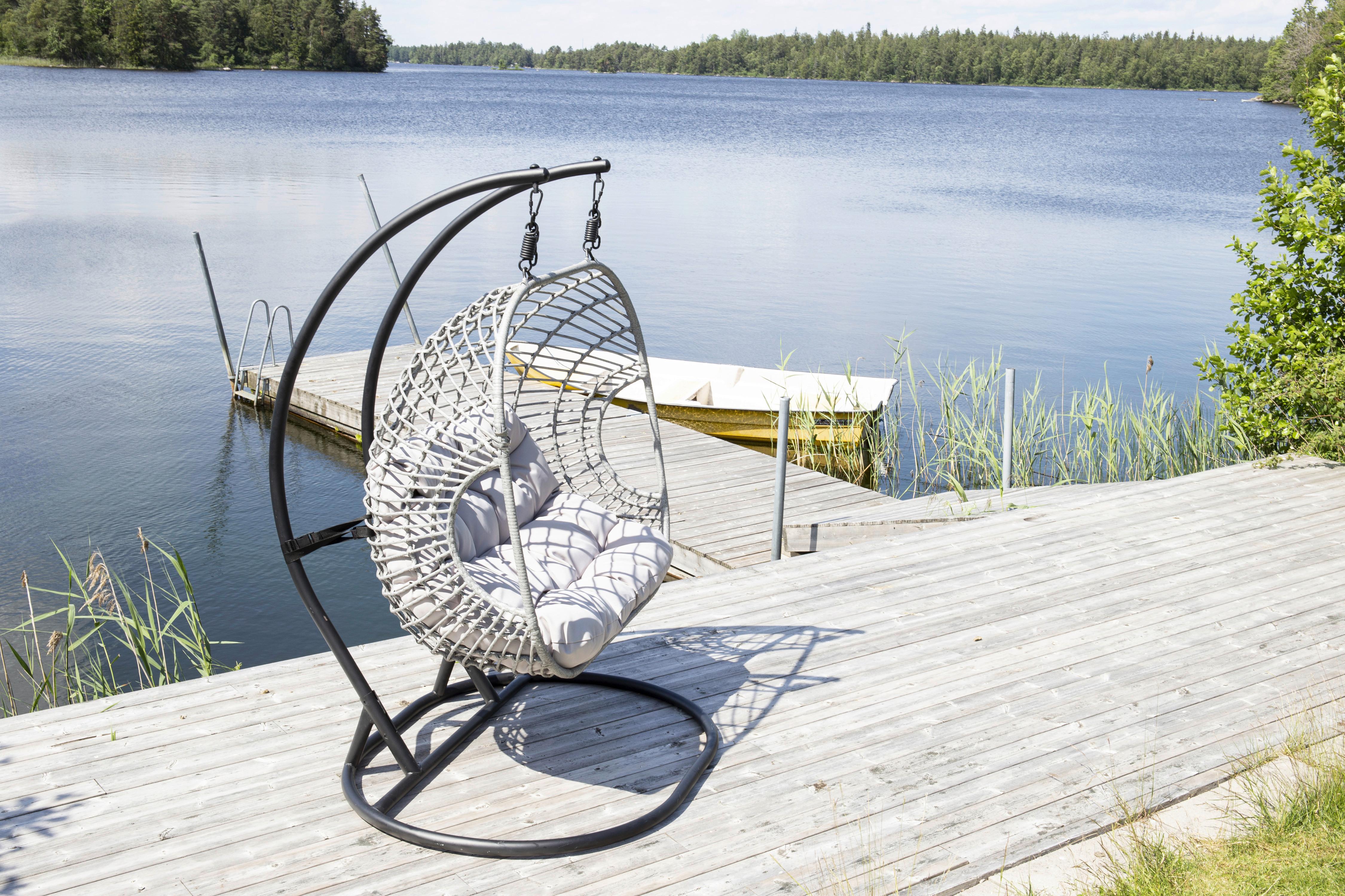 Hängesessel Viga - Grau, KONVENTIONELL, Holz (133/196/105cm) - Gardenson