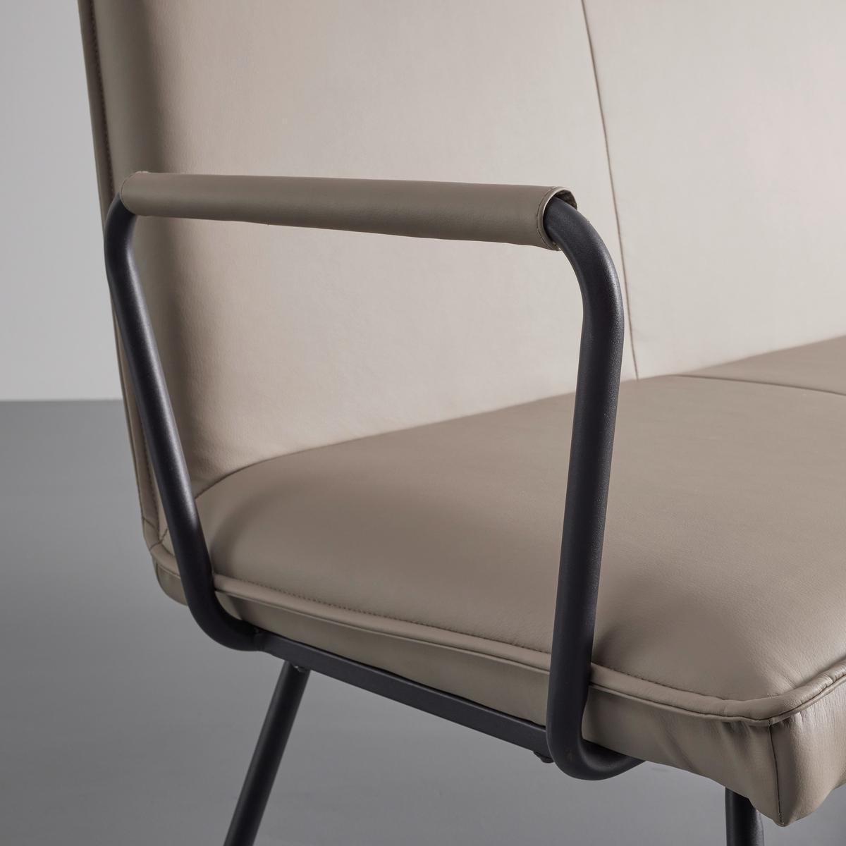 Lavice z koženky Bosco - šedohnědá - černá/šedohnědá, Moderní, kov/dřevo (140/90/62cm) - Bessagi Home