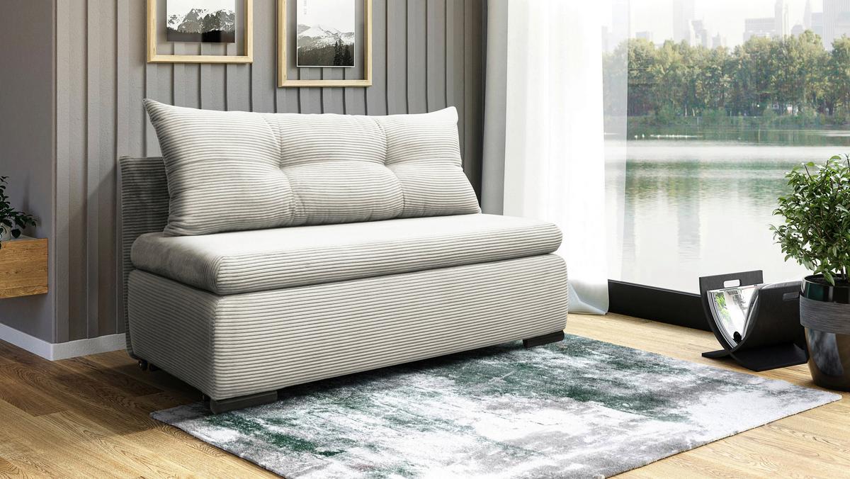 2-sitzer-sofa Yellow Mit Schlaffunktion Weiß Cord - Schwarz/Weiß, Design, Textil (154/93/85cm) - MID.YOU