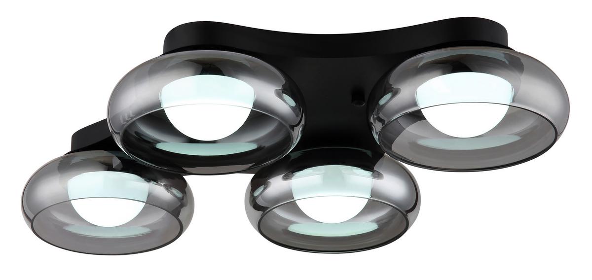 LED-Deckenleuchte Memory-Funktion - Schwarz/Weiß, Design, Glas/Kunststoff (65/46/10cm) - Globo