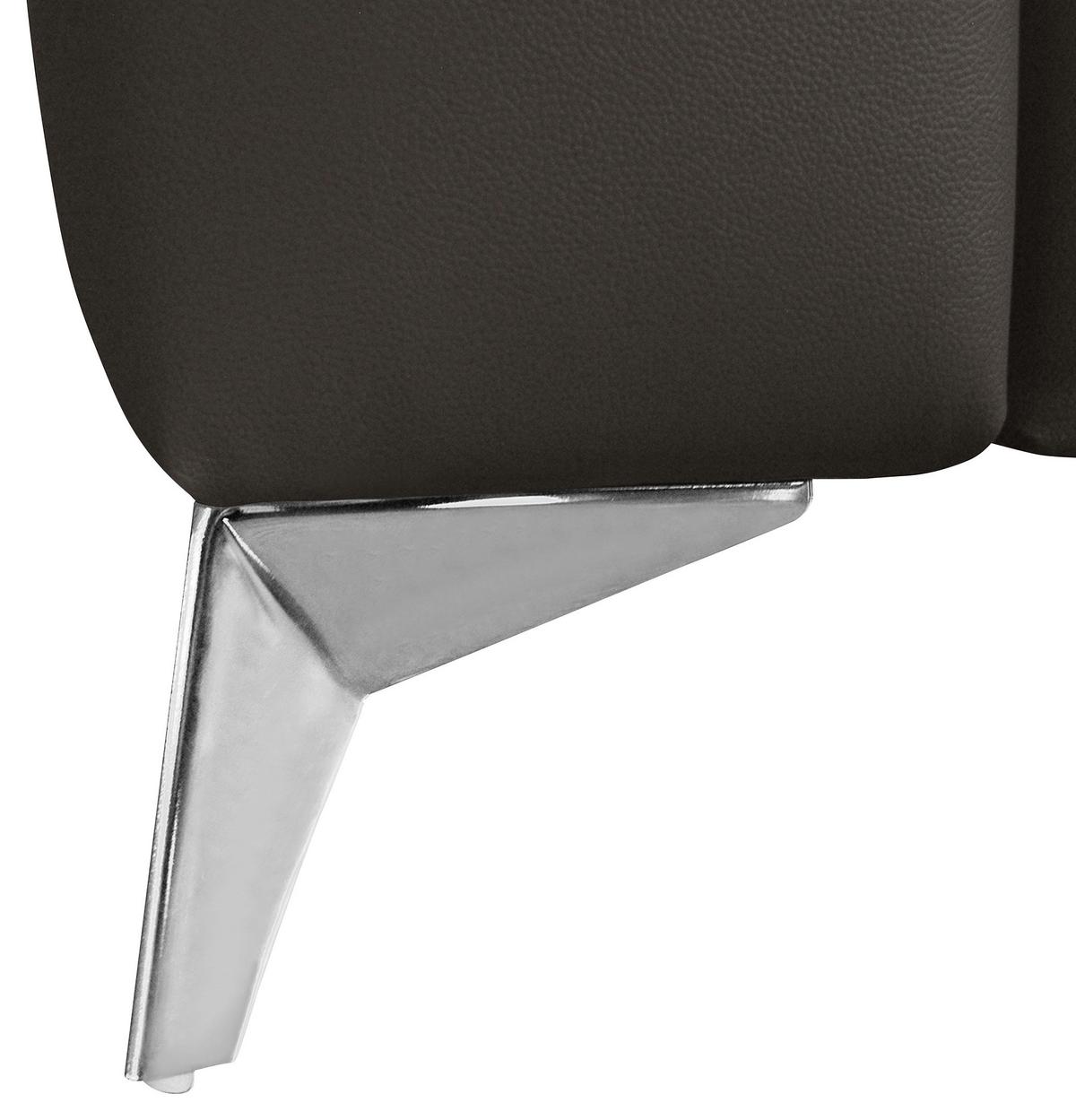 Ecksofa Mondo Dunkelbraun S: 286x208 Cm - Chromfarben/Dunkelbraun, Design, Leder/Textil (286/208cm) - Livetastic