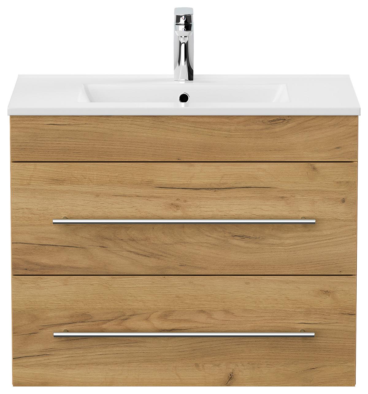 WASCHTISCHKOMBI Artemis,Eichefarben B: 75,5 cm - Eichefarben/Weiß, Basics, Keramik/Holzwerkstoff (75,5cm) - MID.YOU
