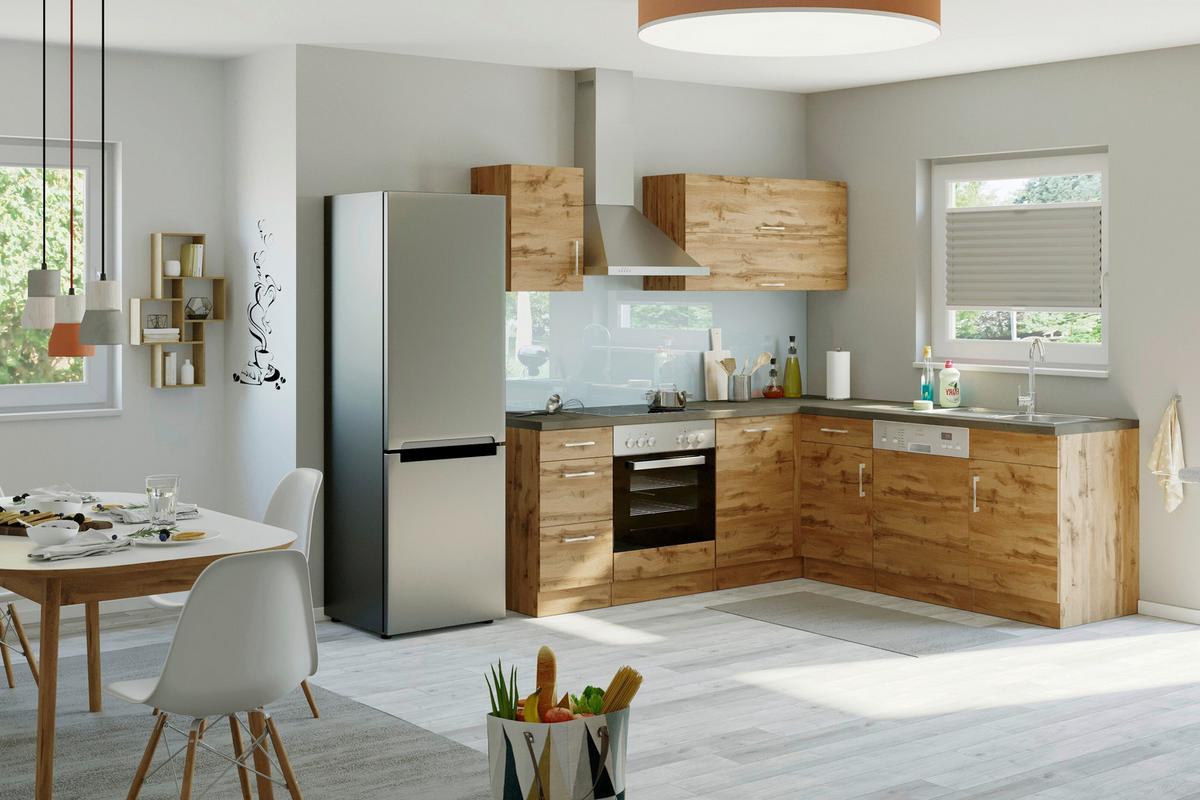 Eckküche Winkelblock ohne Geräte 210x150 cm Eichefarben - Eichefarben/Anthrazit, MODERN, Holzwerkstoff (210/210cm) - Held