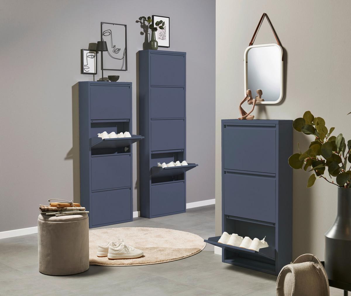 VÝKLOPNÁ SKRINKA NA TOPÁNKY BERT BLAU - modrá, Modern, kov (51/137/16cm) - Boxxx