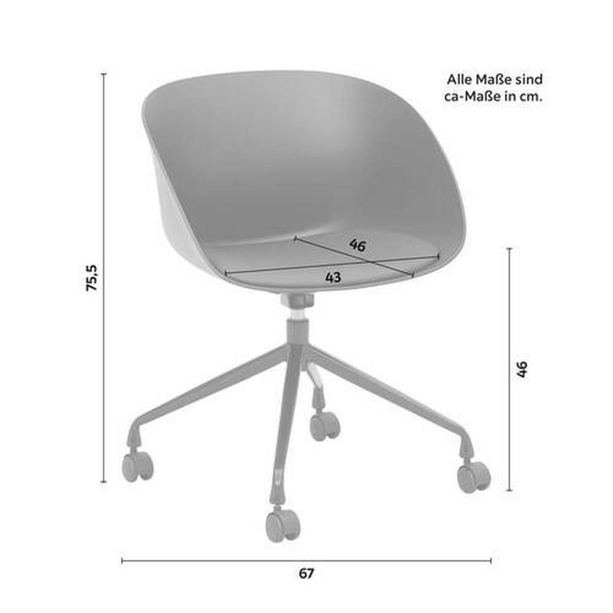 Otočná kancelářká židle LIA Šedá - šedá/černá, Moderní, kov/textil (56,5/75,5/51cm) - Bessagi Home