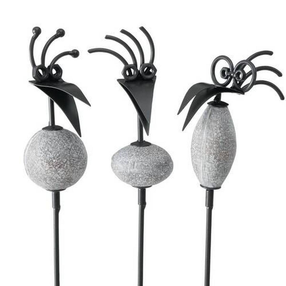 Gartenstecker Vogel L: 7,5 Cm Metall - Schwarz/Grau, Basics, Metall (7,5/4/100cm)