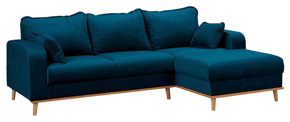 Ecksofa Beata Blau S: 230x150 cm - Wengefarben/Blau, Design, Textil (230/150cm) - Livetastic