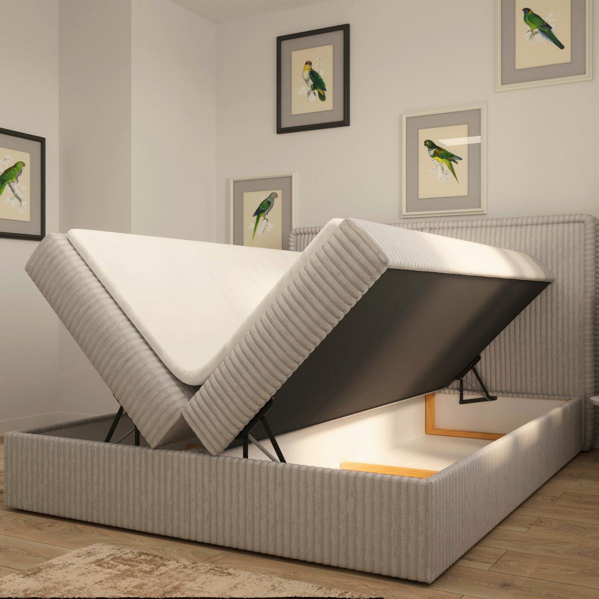 Boxbett Barcelona Lf: 180x200 Beigebraun - Beigebraun/Schwarz, MODERN, Holz/Kunststoff (180/200cm) - MID.YOU