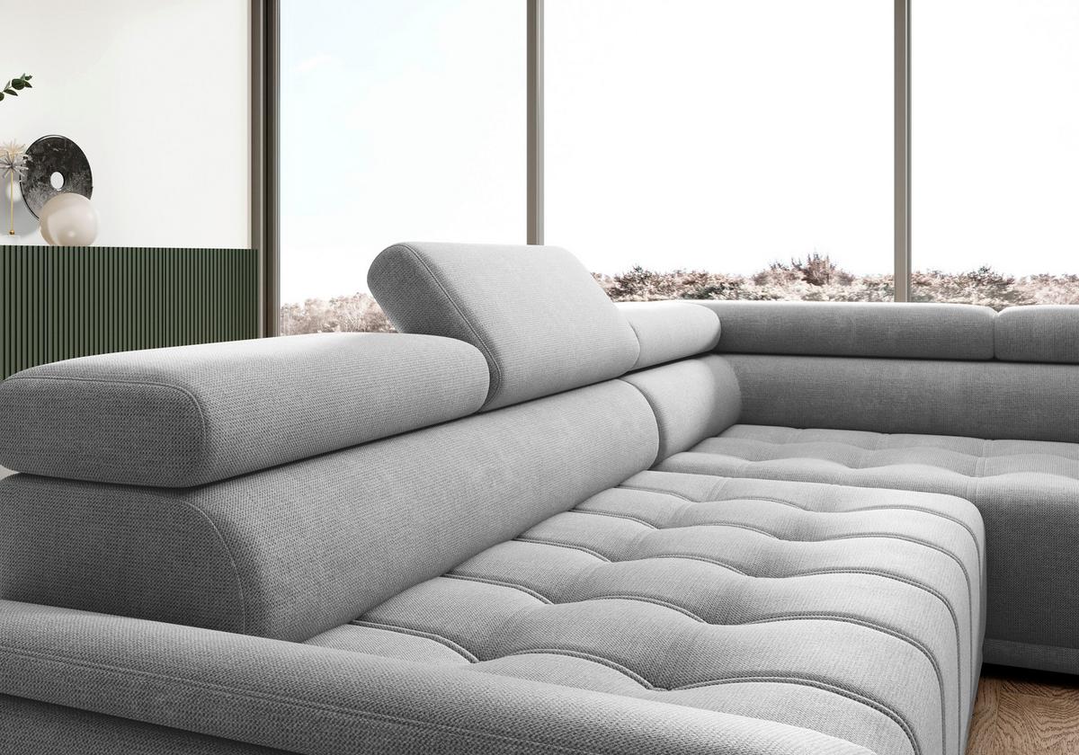 Rohová sedačka GRINALDI, pravá, modrošedá - černá/modrošedá, Moderní, textil/plast (283/106cm) - Premium Living