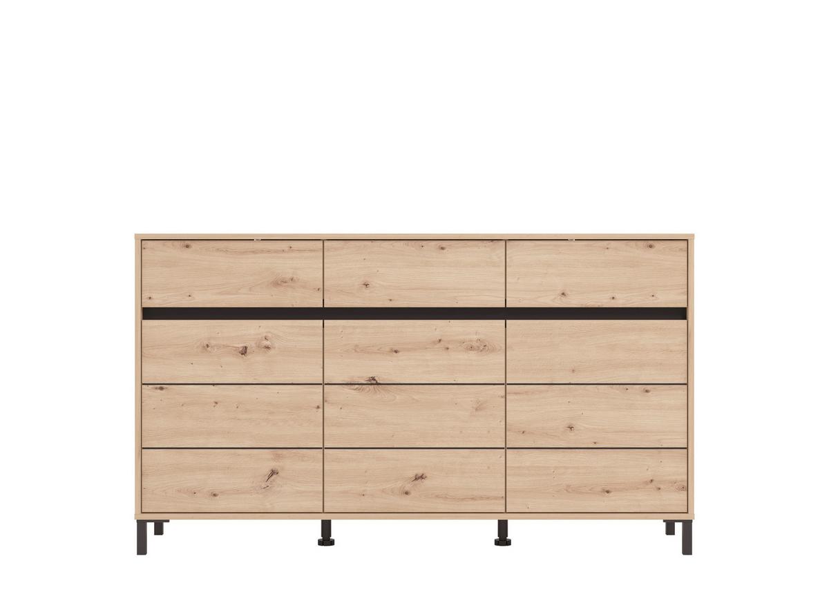 Komód Marron - fekete/Artisan tölgy, Basics, faalapú anyag (157/90/40cm)