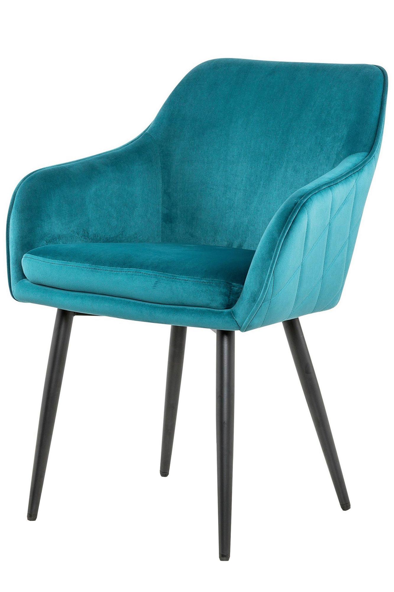 Armlehnstuhl Türkis B: 61cm - Türkis/Schwarz, MODERN, Textil/Metall (61/85/60cm) - Livetastic