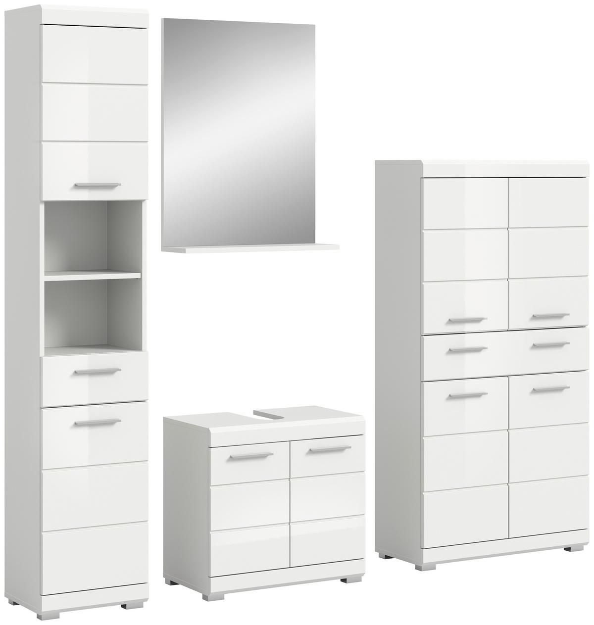 Badezimmer Scout Weiß B: 171 cm - Weiß Hochglanz/Silberfarben, MODERN, Glas/Holzwerkstoff (171cm) - MID.YOU