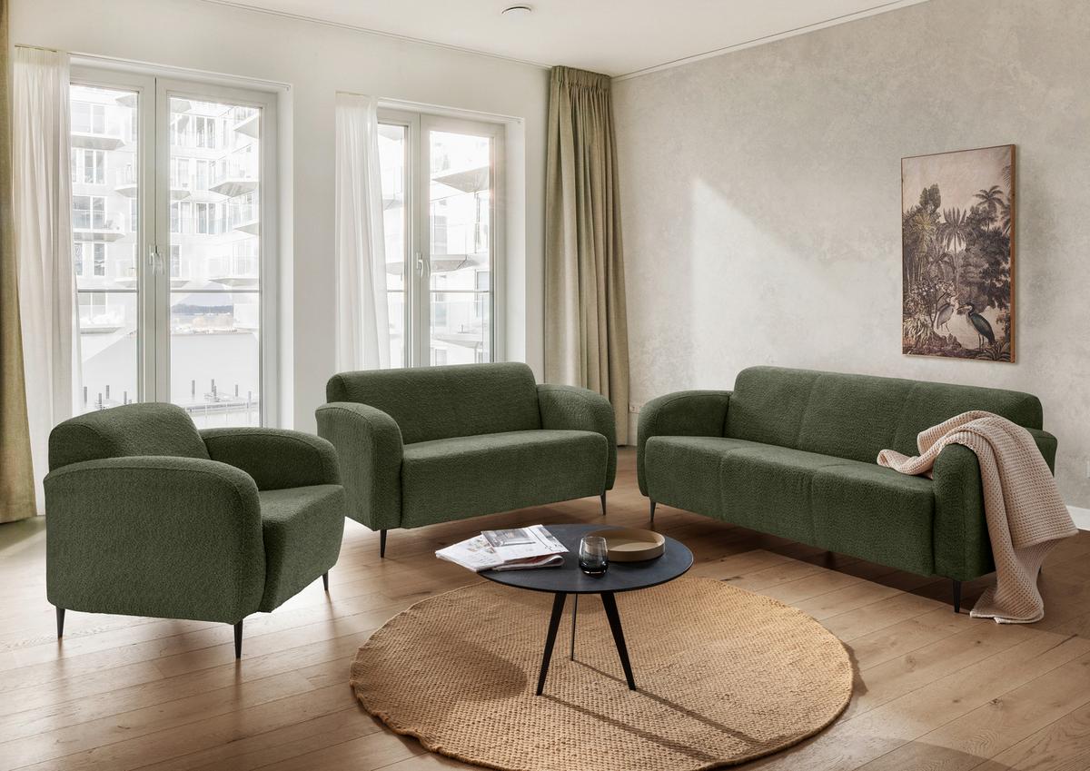 3-Sitzer-Sofa Marone Dunkelgrün B: 180cm - Dunkelgrün/Schwarz, MODERN, Textil (180/76/90cm) - Livetastic