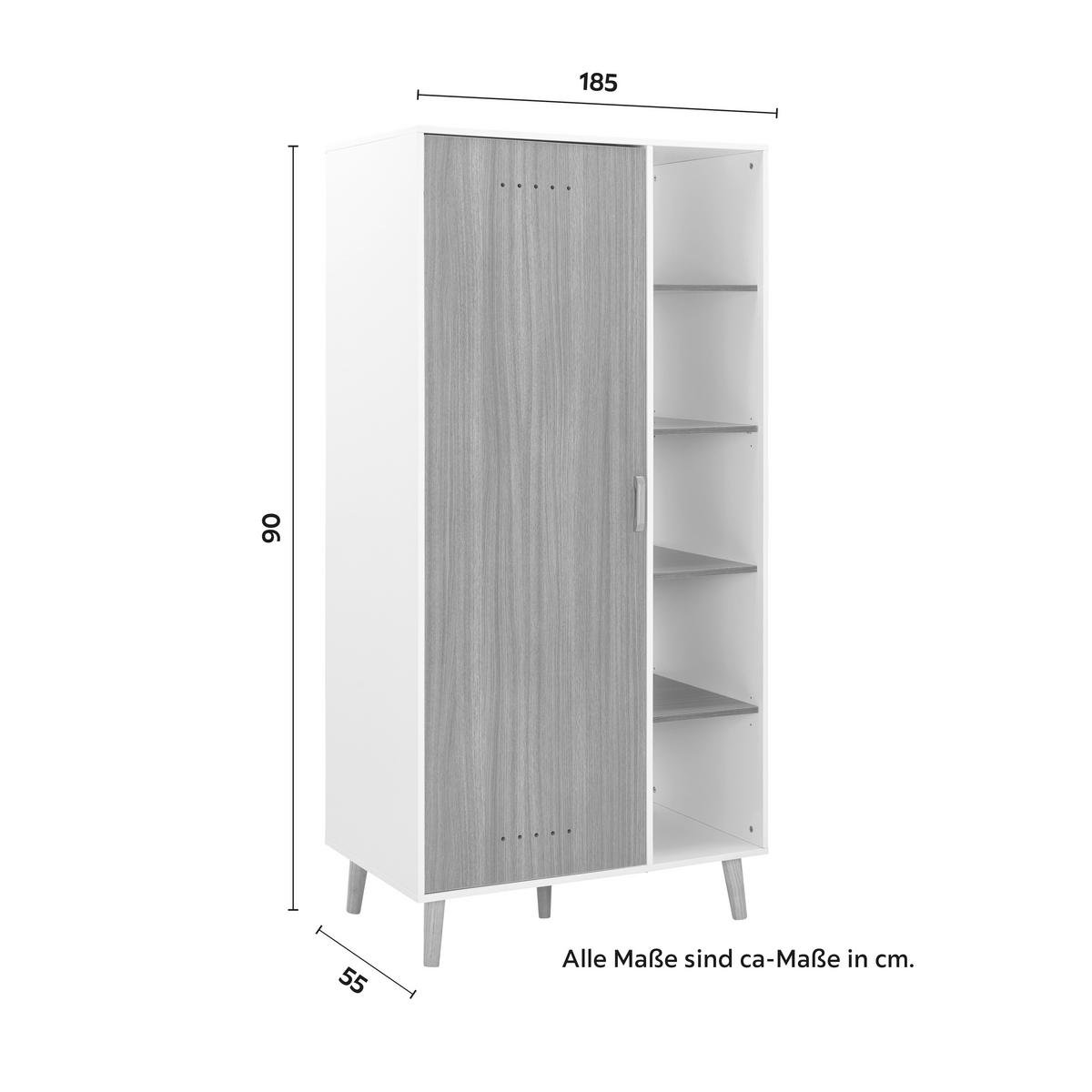 Dětská šatní skříň POPPA bílá - bílá/přírodní barvy, Moderní, dřevo/kompozitní dřevo (90/185/55cm) - Bessagi Kids