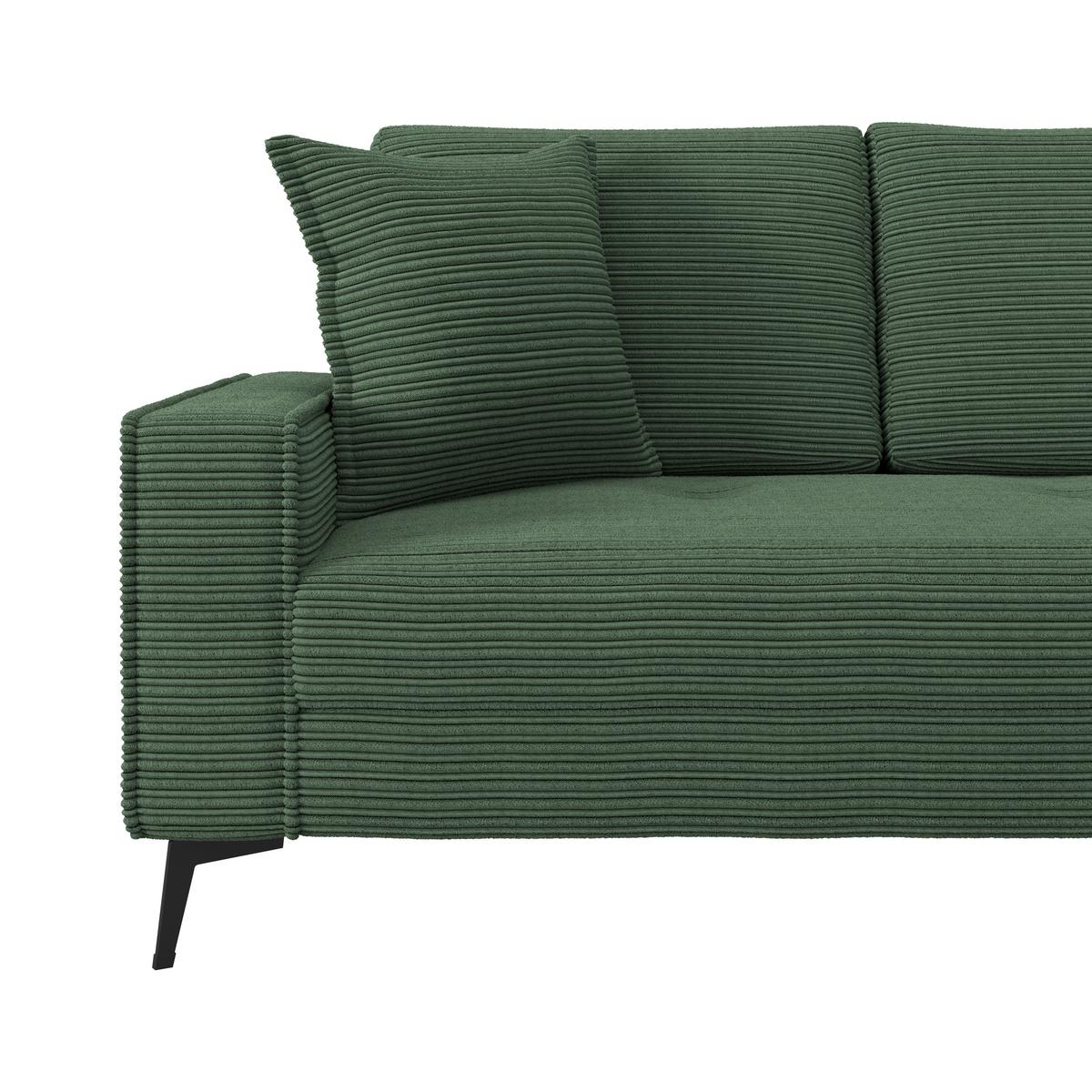 Ecksofa Zero Grün 286x173 cm - Schwarz/Grün, Trend, Textil (286/173cm)