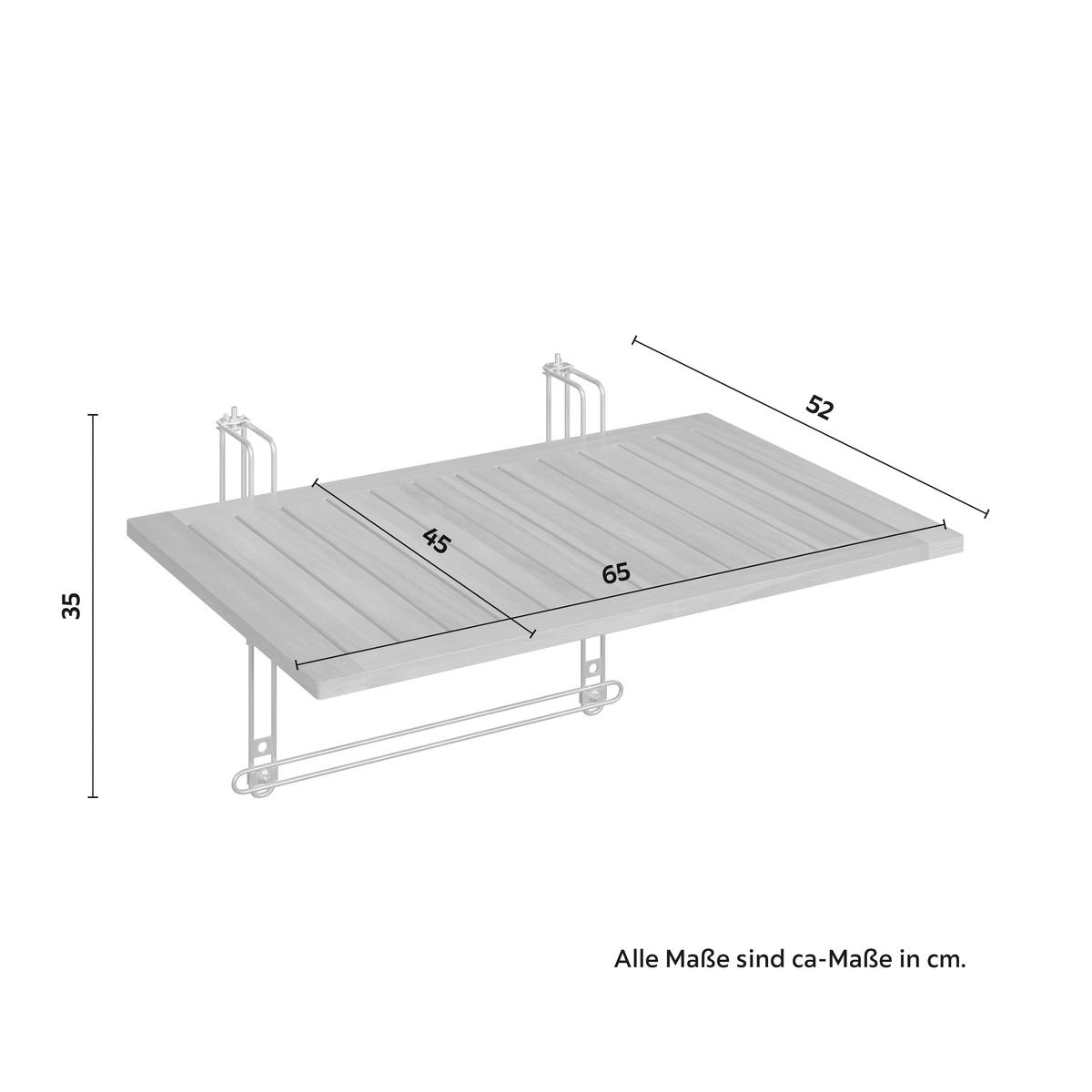STOLEK NA BALKÓN HELENA - barvy stříbra/barvy akácie, Moderní, kov/dřevo (65/38/45cm) - Bessagi Garden
