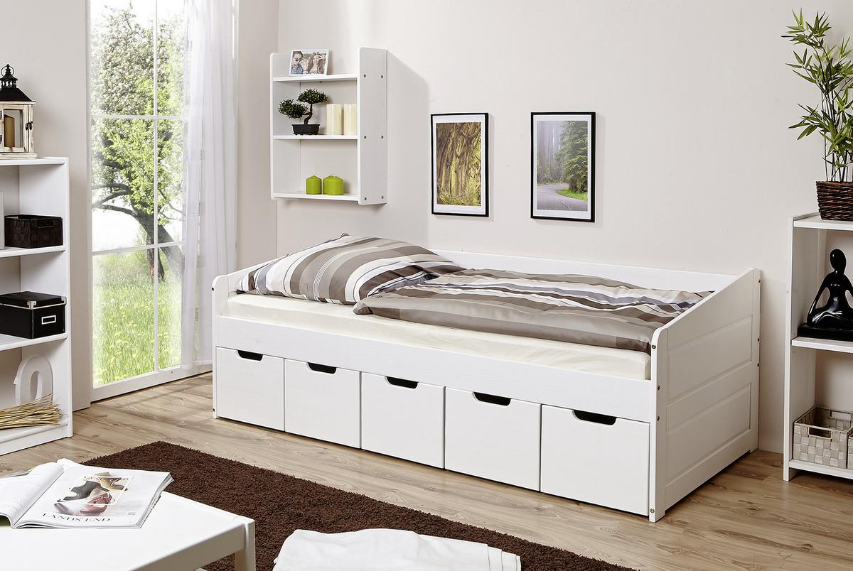 POSTEĽ S ÚLOŽNÝM PRIESTOROM MICKI, 90 x 200, biela - biela, Natur, drevo (90/200cm) - MID.YOU