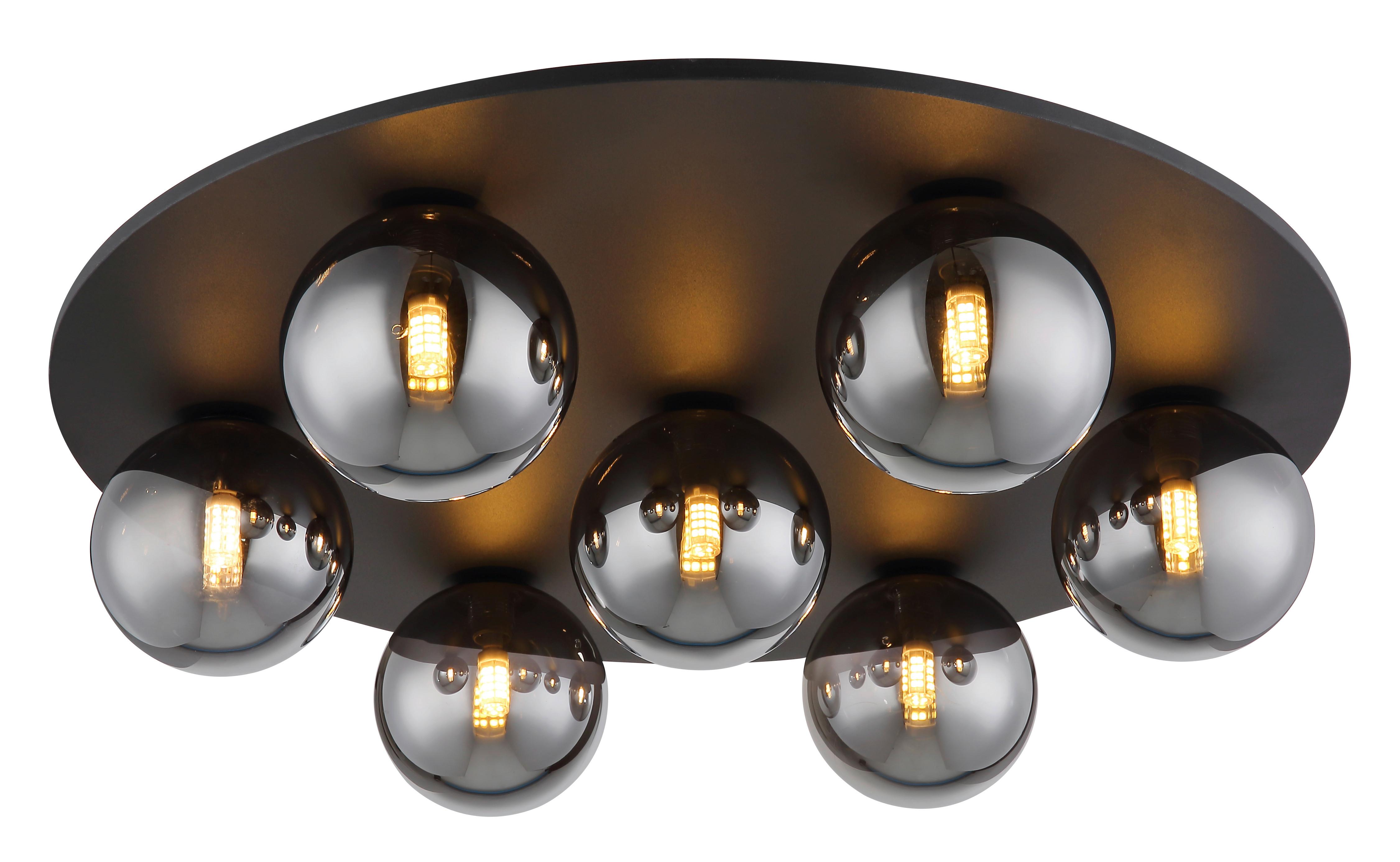 LED-Deckenleuchte 56133-7d Riha - Transparent/Schwarz, Design, Glas/Metall (60/15,5cm) - Globo