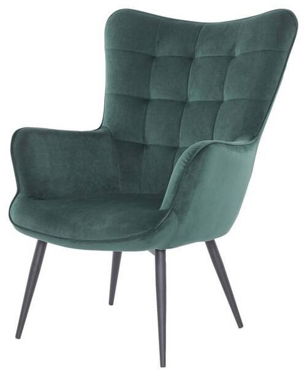 Polstersessel mit Armlehnen Uta Samt/Metall Grün/Schwarz - Schwarz/Grün, MODERN, Holzwerkstoff/Textil (72/97/80cm) - MID.YOU